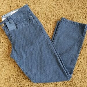 Pinstriped low-rise straight-leg cropped jeans